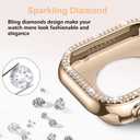 Metal Case Compatible with Apple Watch Series 9 8 7 45mm for Women, Bling Diamond Frame Bumper with Back Cover Protective Cover for iWatch 45mm, Rose Gold