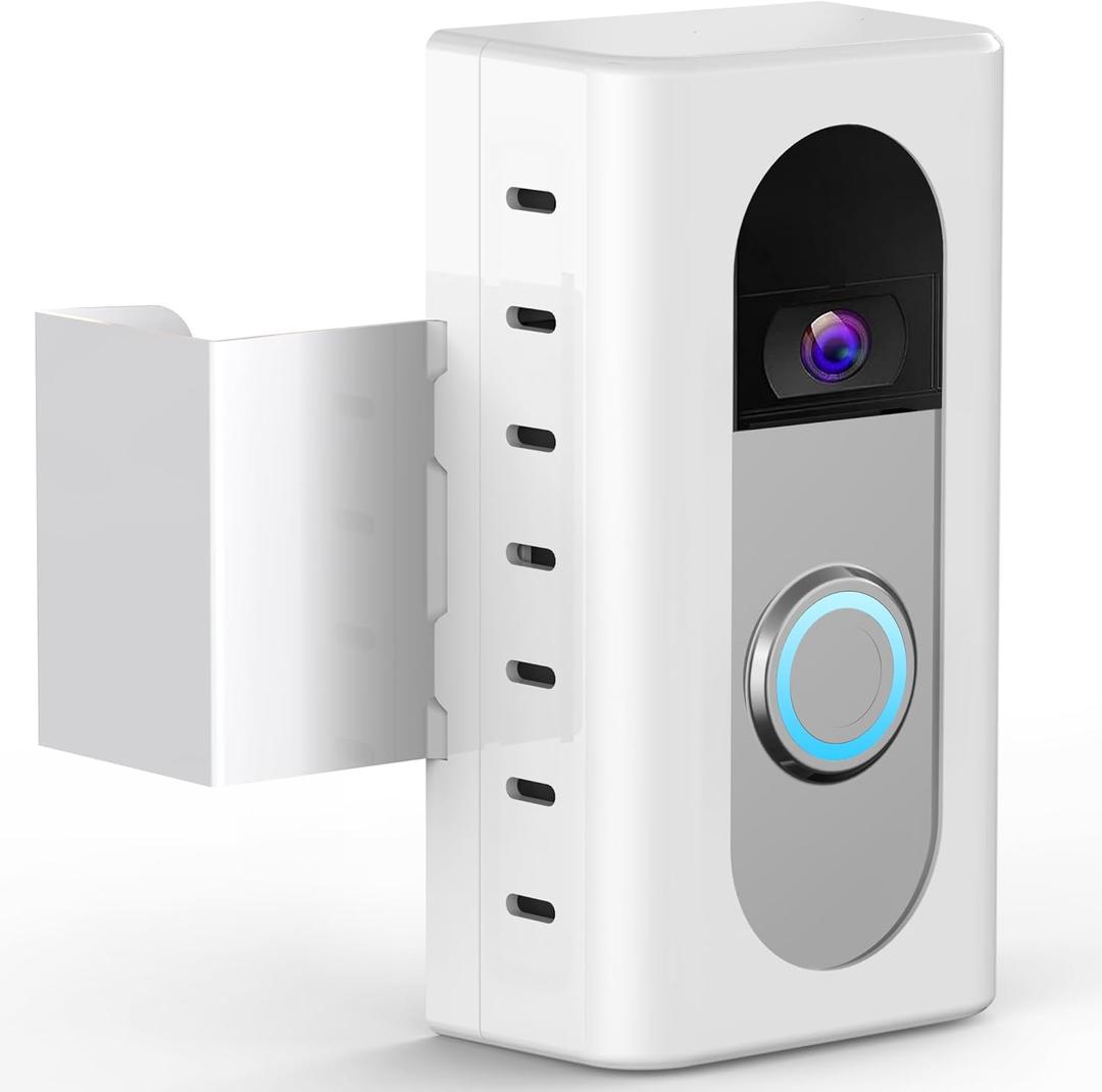 QIBOX Anti-Theft Video Doorbell Mount Compatible with Ring/Blink Video Doorbell 4/3/3 Plus/2/1/(2020 Release), Adjustable No-Drill Mounting Bracket Adapter Holder Accessories for Home Rentals, White