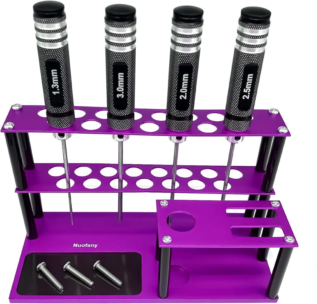 Screwdrivers Organizers Screwdrivers Storage Rack Kit RC Tools Bulit-in Screw Tray Screw Driver Pliers for Hex Cross Screw Driver RC Tools Kit Organizers (Purple)