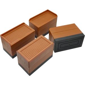 JONHWI Bed Risers, Furniture Raise Blocks, 3 inch Stilts Heavy Duty for Bed Couch Desk Sofa Table Lifts, Furniture Legs Lifters Support up to 1300 Lbs (Brown, 4 Pack Set)