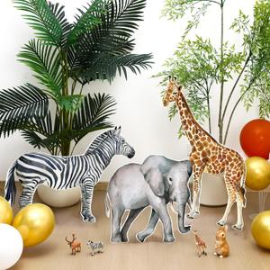 Amyhill 3 Pcs Jungle Safari Animal Cardboard Cutout Standup Life Size Safari Birthday Party Decorations Elephant Giraffe Zebra Cardboard Cutouts for Baby Shower Birthday Party Photo Backdrop Favors