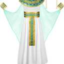 Liitrsh Halloween Kids Egyptian Costume Set Women Cos Egypt Dress for Girls Egyptian Costume Queen Accessories (L (10-12 Years), Blue)