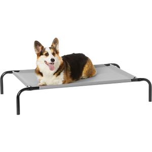 Amazon Basics Breathable Cooling Elevated Dog Bed with Durable Metal Frame, Medium, 43 x 26 x 7.5 Inch, Grey (Medium (Pack of 1))