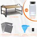 3 Tier Spice Rack Organizer with Bamboo Top Tablet Holder, 18 Spice Jars, 422 Spice Labels, and Funnel Set for Kitchen, Cabinet, Countertop, Pantry, Cupboard. Seasoning Organizer Black