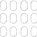 12 Pack Shower Curtain Rings Plastic Shower Curtain Hooks C-Shaped Rings Hook Hanger Bath Drape Loop Clip Glide for Bathroom Shower Window Rod (White)