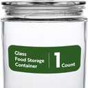 Restaurantware Vetri 0.5 Gallon Glass Storage Jar 1 Dishwashable Glass Cookie Jar - Airtight Seal Wide Opening Clear Glass Candy Jar Knob Handle Lid For Kitchen Laundry Or Storage