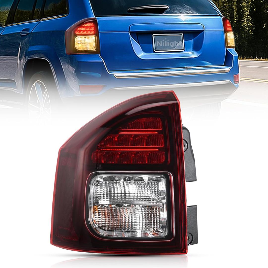Nilight Taillight Assembly Compatible with 2014 2015 2016 2017 Jeep Compass Tail Light OE Style Rear Lamp Replacement Driver Side w/Bulbs