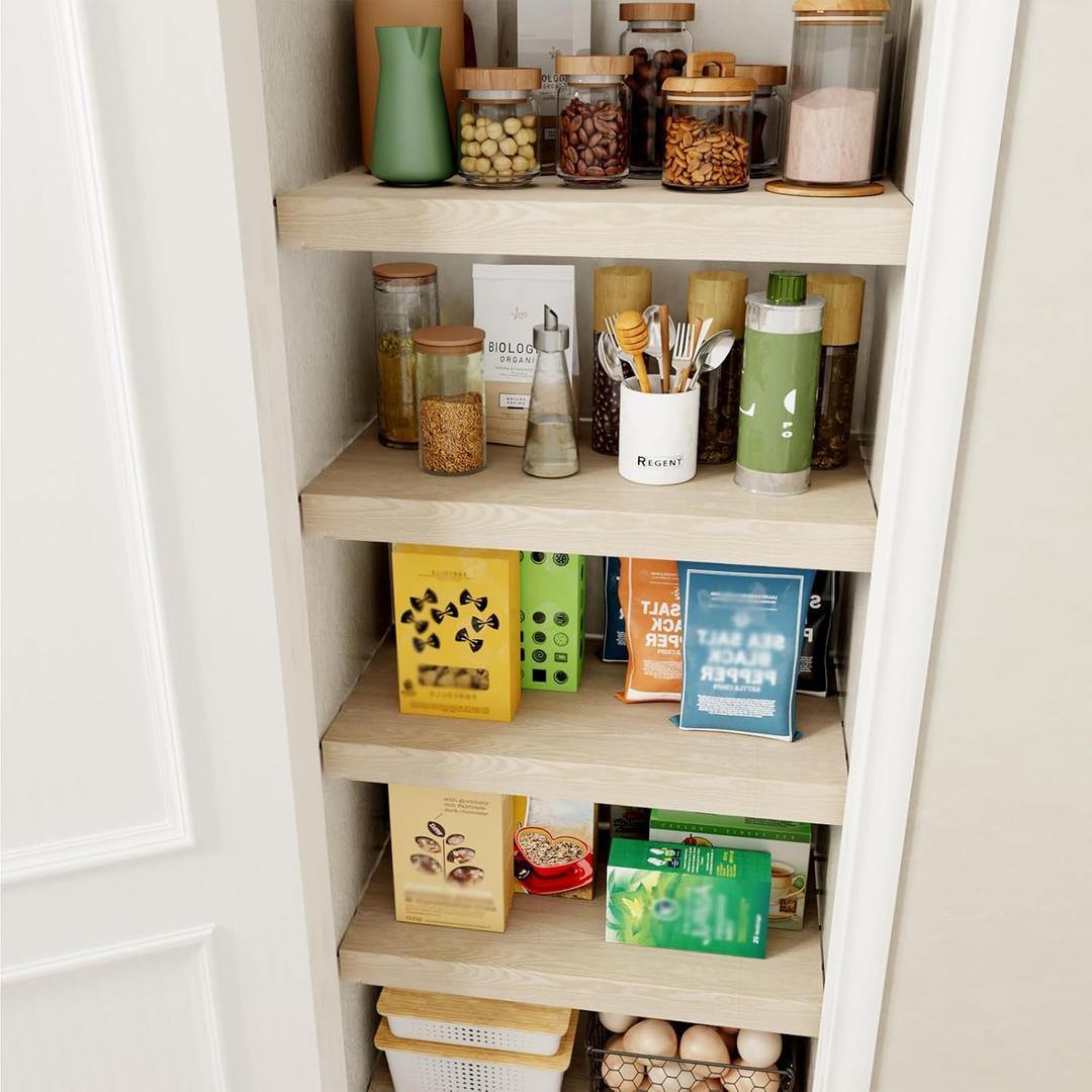 4 PCS Wire Rack Covers for Pantry Wood Grain, 24''W * 16''D (Ready to Use) Faux Wood Shelf Covers for Wire Shelving, Rustic Closet Shelves Covering Toppers - Bathroom,(White)