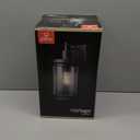 Xavier 1-Light Matte Black Hardwired Outdoor Indoor Wall Lantern Sconce with Seeded Glass Shade