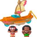 Fisher-Price Little People Toddler Toy Disney Princess Moana & Mauis Canoe Sail Boat with Figures for Pretend Play Ages 18+ Months