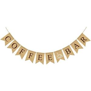 COFFEE BAR Banner Burlap Bunting Banner Decorative Rustic Bunting Garland for Baby Shower Home Party Decor