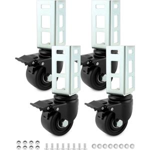 QWORK Storage Rack Caster Wheels, 4 Pack 3" Heavy Duty 1500 lb. Max Total Capacity Storage Shelf Accessories, Fit for Boltless Self Locking Shelving Racks
