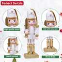 4PCS Christmas Nutcracker Decorations Ornament,5.5 inch Wooden Soldier Decor Xmas Tree Hanging Nutcracker Soldier Set for Tree Table Decor Gifts