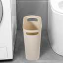 rejomiik Small Trash Can, 3.5 Gallon Slim Garbage Can Plastic Waste Basket with Handles Container Bin for Narrow Spaces Bathroom, Bedroom, Kitchen, Office at Home, Cream