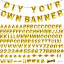 131 PCS Custom Banner DIY Letter Banners Personalized Banner for Birthday Congratulations Wedding Party Banners Golden 5-inch