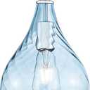 TENGXIN 8 Inch Hanging Light for Kitchen Island,Kitchen Pendant Lighting Over Island,Brushed Nickel Finished Blue Glass Pendant Light,Farmhouse Pendant Light for Dining Room