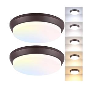 13-inch 5CCT Flush Mount Ceiling Light Fixtures, 36W 4000LM LED Ceiling Lights for Bedroom, Kitchen, Bathroom, Hallway, 2700K/3000K/4000K/5000K/6500K Adjustable Brown Dimmable Lighting - 2 Pack