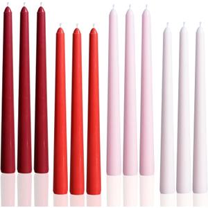 10" Red Taper Candles-12 Pack Christmas Candlesticks-Unscented Dripless Candles 8 Hour Burn for Weddings, Thanksgiving, Dinner Table, Dinner Table,Holiday Decor