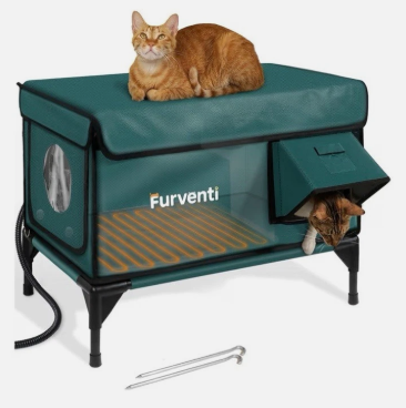 Indoor & Outdoor Elevated Cat House with Escape Door, Model 2025-GJWMXMW-S
