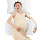 Pregnancy Pillow Cooling for Sleeping, Detachable and Adjustable Double-Sided Support Maternity Pillow Skin-Friendly for Pregnant Women Back, HIPS, Legs(30Slope Design Verified by Expectant Mothers) (White)