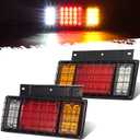 Partsam 2Pcs LED Truck Trailer Tail Lights Bar Kit 40 LED w Iron Net Protection Replacement for W Series/Compatible with Isuzu Elf Truck NPR NPR-HD NKR NHR NRR FSR FRR 1984- Taillight Assembly