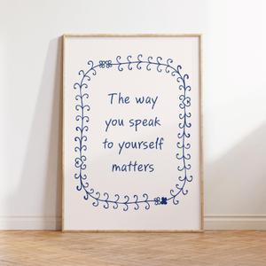 lyrae 6pcs Mental Health Wall Art Blue Inspirational Quotes Print Artwork Motivational Psychology Painting Pictures Wall Decor for Bedroom Office Home Decoration 8x10In Unframed