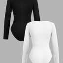RoseSeek Girl's Long Sleeve Bodysuit Square Neck Leotard Fall Tops