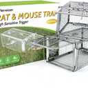 Kensizer 2-Pack Humane Rat Trap, Chipmunk Rodent Trap That Work for Indoor and Outdoor Small Animal - Mouse Voles Hamsters Live Cage Catch and Release