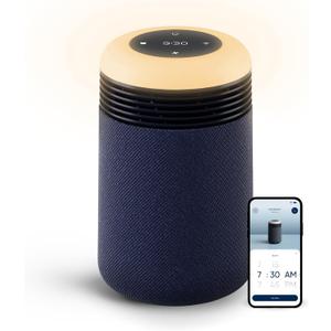 BLUEAIR Purifier for Bedroom - Mini Restful - Sunrise Clock with HEPASilent Filtration and Wake Up Light - Cleans Air and Supports Circadian Rhythm - USB-C and App Connectivity, Blue