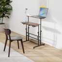 Hadulcet Mobile Standing Desk Adjustable Height, Rolling Desk Stand Up Desk, Mobile Laptop Desk, Rolling Computer Desk with Charging Station, Portable Desk with Wheels, Rustic Brown