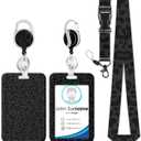 Black Leopard Badge Holder Reel Lanyard, ID Card Badge Holder Retractable Name Tag Clips, Funny Nurse Teacher Office Student Gifts