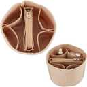WADORN Small Felt Purse Organizer Insert, Handbag Insert Liner for LV Cannes Round Bucket Bag Organizer Barrel Bags Interior Inserts Accessories for Bucket Makeup Bag, 5.11x4.65 In, Beige