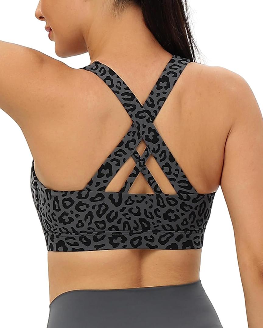 RUNNING GIRL Sports Bras for Women,Padded Strappy Sports Bras Criss-Cross Back Medium Support Sports Bras with Removable Cups, XL