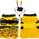 Dog Halloween Costumes Bee Dog Clothes, Bumblebee Dress for Small Medium Dogs Cats, Funny Pet Outfit Apparel with Cap for Christmas, Birthday Party Special Events Photo Props Dress Up