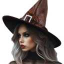 2 x Halloween Witch Hat for Women - Themed Party Headwear Accessory (Brown)