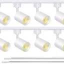 VANoopee 8-Light LED Track Lighting Kit with 6.6FT H Type Track Rails, Dimmable Track Light Heads Bright Ceiling Spotlight Fixture for Kitchen Accent Art, 3000K Warm White, No Flicker 10W 800lm White (8 Lights)