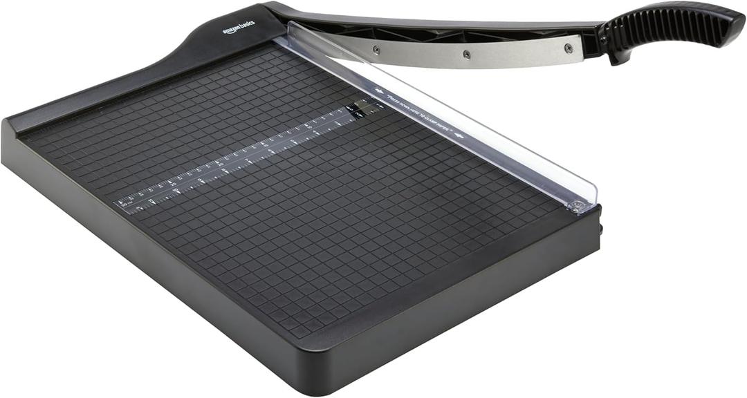 Amazon Basics Paper Trimmer Cutter for Office and Crafts, Heavy-Duty, Portable Guillotine Paper Cutter, 15-Inch, 10-Sheet Cardstock for Photos