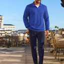 Vssjavun Mens Quarter Zip Pullover Quilted Sweatshirt Long Sleeve Casual Stand Collar Pullovers with Pockets (Blue, XXL)