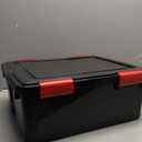 IRIS USA WeatherPro 31 Qt Storage Bins with Lids, 1 Pack, BPA-Free Plastic Gasket Box with Tight Latch and Seal, Stackable Nestable Tote Tub - Black/Red