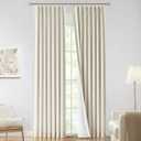 Vision Home Natural Pinch Pleated Full Blackout Curtains Linen Blended Room Darkening Window Curtains 120 inch for Living Room Bedroom Thermal Insulated Pinch Pleat Drapes with Hooks 10ft 40"Wx120"Lx2