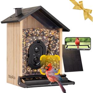 Smart Squirrels-Proof Bird Feeder with Camera Solar Powered, AI Identify Bird Species, Instant Notification Camera, CCPA Data Security, 3.2L Ultra Large Capacity Gift