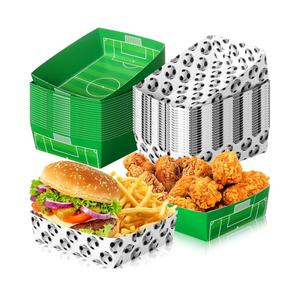 Teling 36 Pack Soccer Party Supplies Large 5 lb Soccer Plates Trays Bowls Paper Food Boats Disposable Nacho Serving Snack Trays for Sport Themed Birthday and Tailgate Party Decorations Favors