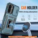 For Samsung Galaxy A26 Case with [2 Pack] HD Screen Protector & Slide Camera Cover, Rotation Ring Kickstand [Military Grade] Shockproof Protective Case for Galaxy A26 5G- Light Blue