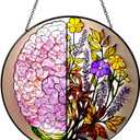 Flower Anatomy Brain Art Hanging Stained Glass for Window 7.8 inch Sun Catcher Garden Hanging Decoration Glass Gifts for Women Christmas Mother's Day Valentine's Day Decorations Holiday