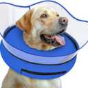 Elevated Inflatable Dog Cone Collar Alternative After Surgery, Dog Donut Collar, Soft Pet Cone to Stop Licking for Small Medium Large Dogs (L(Neck 12"-16"), Solid Blue)