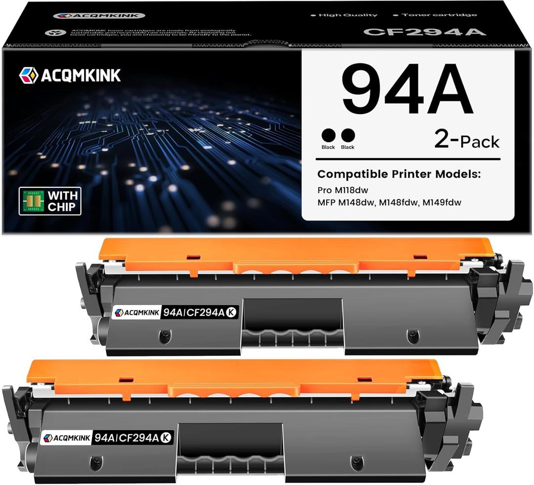 94A CF294A Black Toner Cartridge Replacement for HP 94A CF294A Pro M118dw MFP M148fdw M148dw M149fdw Printer Ink, 2 Pack