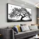 MooMel Wall Art Tree of Life White and Black Abstract Wall Art Canvas Painting for Living Room Bedroom Dining Room Home Office Decor Large Framed Ready to Hang 20"x40"