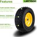 16x6.5-8 Tubeless Tire and Wheel,2 Pcs Replacement Riding Lawn Mower Garden Tractor Front Wheel Tire with 3" Offset Hub, 3/4" Bearing & 5/8Bearing