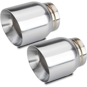LCGP 3" Inlet Universal Exhaust Tip Pack of 2, 4" Outlet - 5" Long, Stainless Steel Double Wall Angle Cut