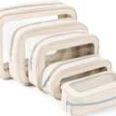 5PCS Diaper Bag Organizer Pouch Set, TSA Approved Toiletry BagClear Waterproof TPU Makeup Bag Set Travel Organizer Bags for Women and Kids,Mothers Day Gifts (White)